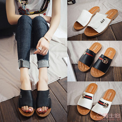 【2017夏季新款涼拖鞋女休閑低粗跟舒適夾趾一字型簡約女鞋廠家直銷8106】臺州市黃巖冰金鞋業商行 - 產品庫